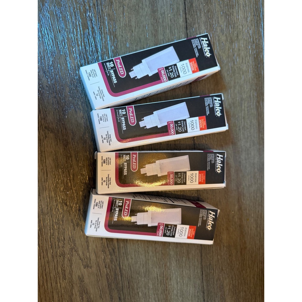 Lot of 4 Halco ProLED 10W Bypass Horizontal Plug-In LED 3500K G24d G24q 81144